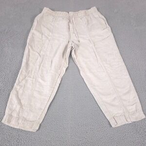 Athleta Pants Womens 1X Beige Retreat High Rise Linen Ankle Elastic Waist Baggy